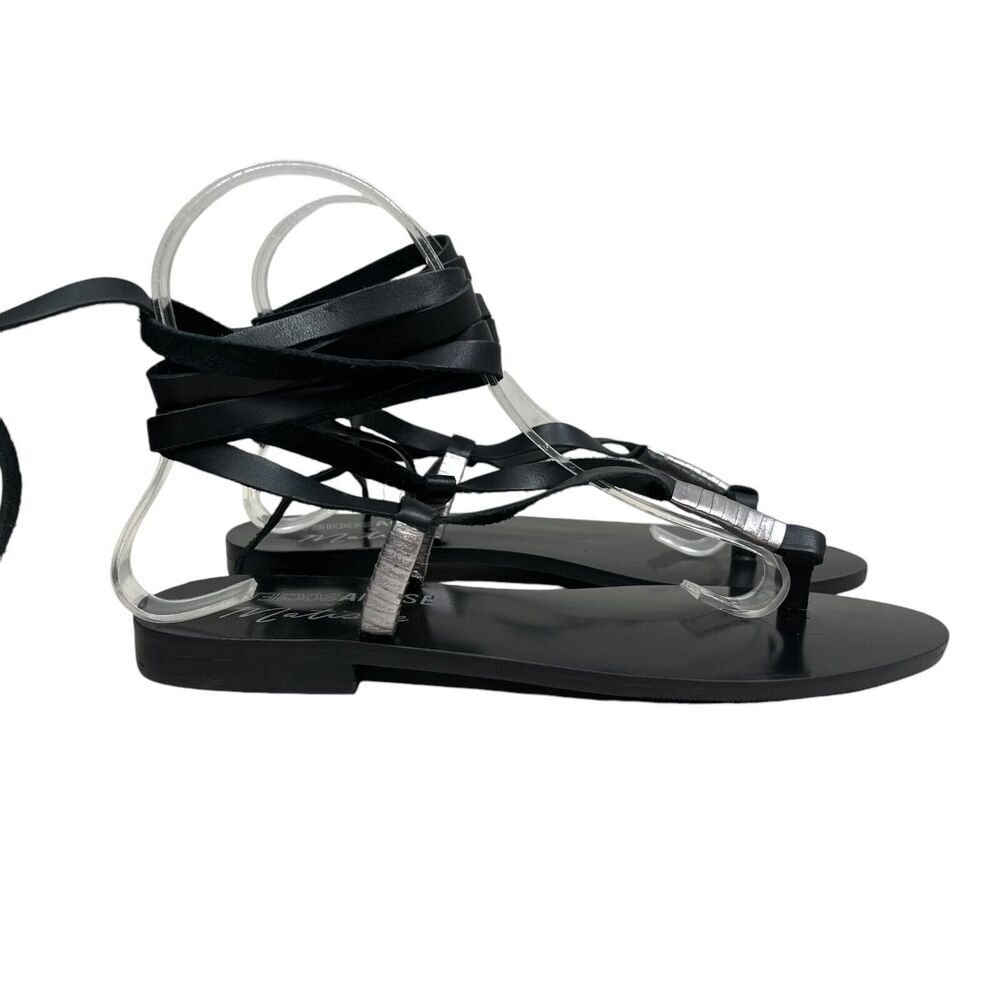 Matisse Amuse Society Womens Positano Sandals Thong Black Leather Lace Up Size 7